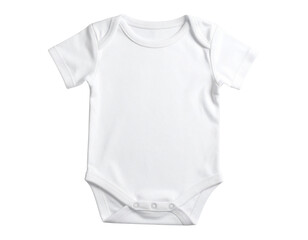 White Newborn Baby Onesie Front View, Minimal Design, Isolated on Transparent Background