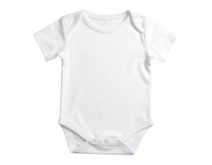 White Newborn Baby Onesie Front View, Minimal Design, Isolated on Transparent Background