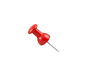 Red thumbtack isolated on transparent background