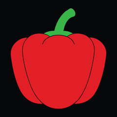 The perspecrward, ftive is a straightforontal view, emphasizing the pepper's full shape.