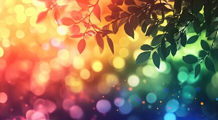 Colorful bokeh, leaves, twilight