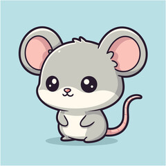 Adorable kawaii cartoon mouse character with big eyes, a cute and sweet rodent illustration