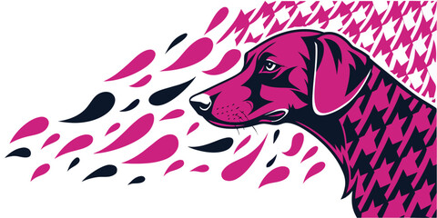 Elegant vector illustration of a dog with houndstooth pattern, modern design