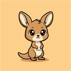 A sweet and adorable baby kangaroo character design, an isolated vector illustration in a cute cartoon style