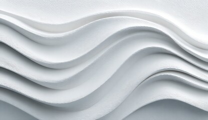 White layered wavy design, 3D sculpted, abstract, textured, light and shadow