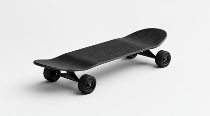 Black skateboard on white background