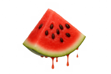 Watermelon slice dripping juice, refreshing summer fruit offering a vibrant, healthy, and hydrating food