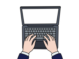 パソコン作業中（上から構図・手元）