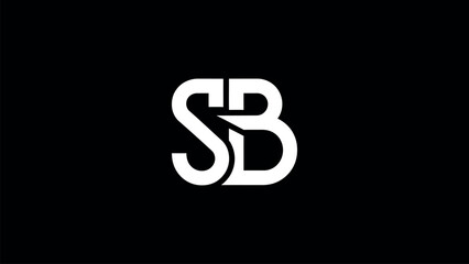 Fototapeta premium White SB Monogram Logo with Geometric Design on Black