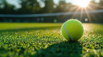 Tennis ball on court at sunset (3)