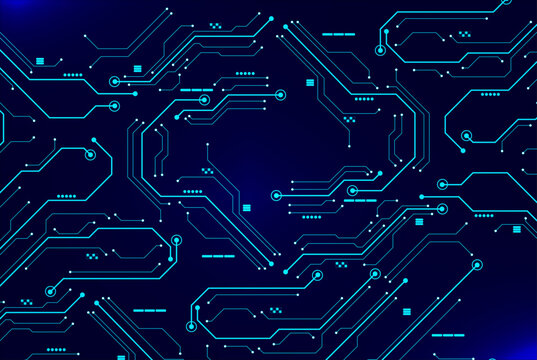 Cyber Neon Motherboard Line Background