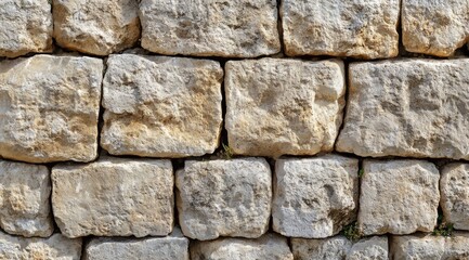 Obraz premium Beige stone wall, close-up (1)