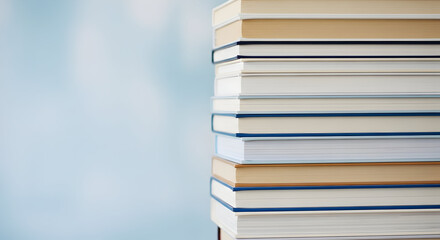 Stack of Books for Reading and Learning Exploration: Knowledge Resources and Literary Study in Education: Bookstore Offers Collection for Bookworm and Book Lover