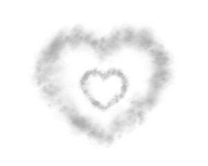 Realistic grey smoke heart or haze. Magic fog, vapor