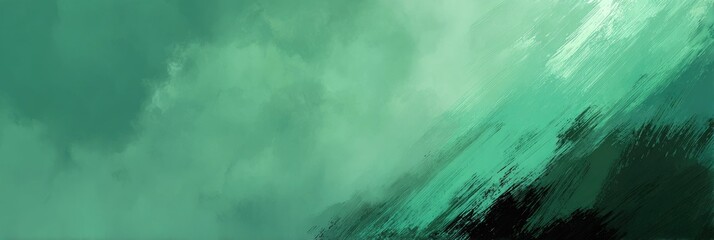 Abstract teal artwork with textured brushstrokes and dark areas. Gradient background