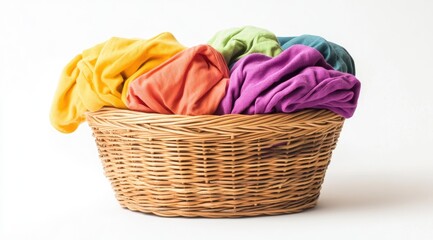 Colorful clothes in a wicker laundry basket (6)