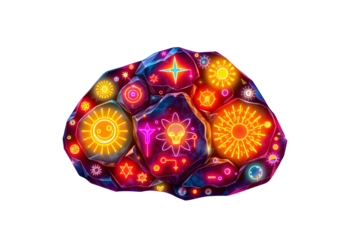 Abstract colorful glowing organic shape isolated on transparent background