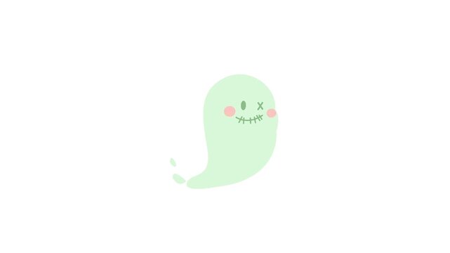 Animated cartoon ghost. Animated ghost blob character moving . 