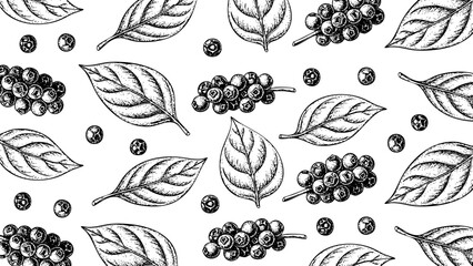 Wooden Engraving Black Pepper in White Background