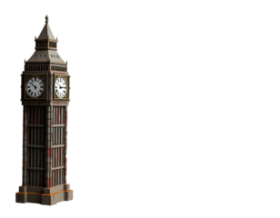 Miniature big ben clock tower isolated on transparent background