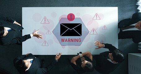 Digital warning mail interface highlights email threat detection, security monitoring, and proactive prevention of phishing and malware intrusions. Parse
