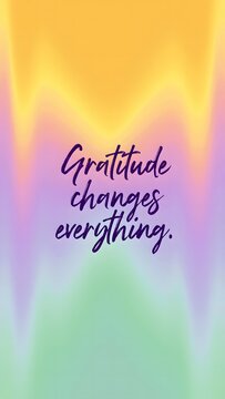 Gratitude changes everything inspirational quote with soft pastel background