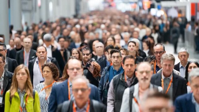 A Sea of Faces: A diverse throng of individuals move together, each on their own journey, creating a vivid tapestry of human experience and connection.