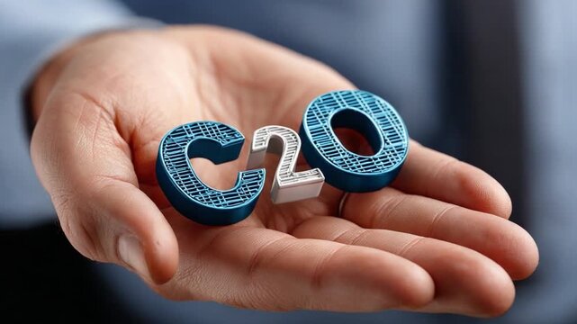 Hand Holding C2O: A close-up shot captures a hand cradling the C2O, an element with symbolic and technological importance. This image evokes concepts of holding.