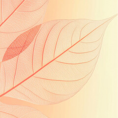Obraz premium Delicate Peach Leaf Vein Detail on Soft Gradient Background for Nature and Design Projects