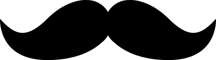 Black silhouette of moustache on isolated black background