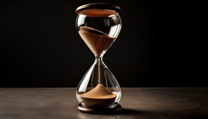 hourglass image against black background showcasing time passing concept
