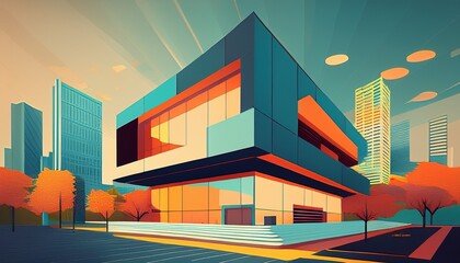 modern building geometric facade city backdrop abstract design architecture