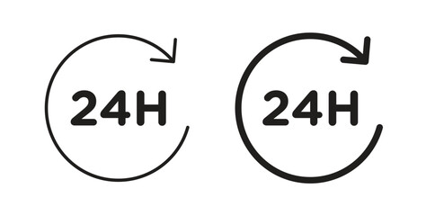 24 Hrs icon in simple flat trend modern graphic design abstract logotype element