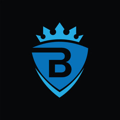 B letter Logo with Shield, B shield logo design template	