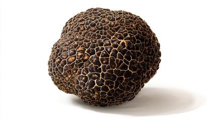A minimalist graphic illustration of a truffle with characteristic shape and texture on a white background. Modern art style.