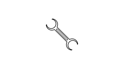 Simple black outline drawing of a double open ended wrench or setting icon on a clean white background