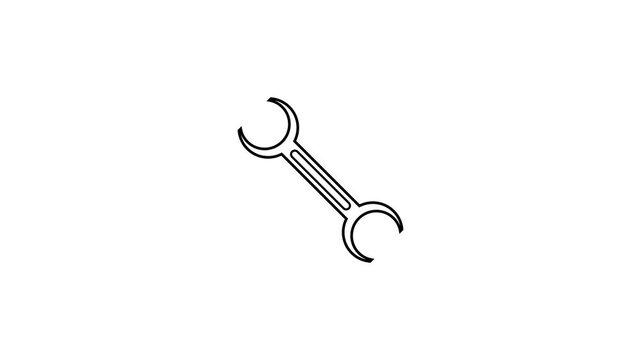Simple black outline drawing of a double open ended wrench or setting icon on a clean white background