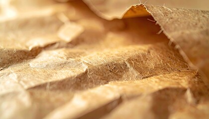 Close Up of Textured Brown Paper With Small White Specks and Frayed Edges Illuminated by Soft Light on a Neutral Background