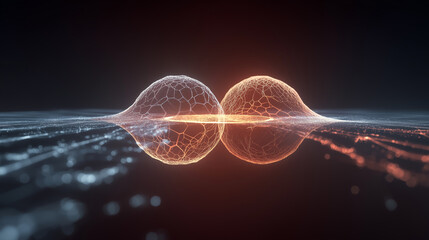 Ethereal Energy: An artistic representation of a dynamic interaction of energy, light, and particles in space, a symphony of glowing shapes and flowing lines.