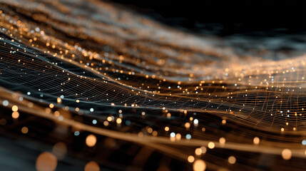 Abstract Data Stream: a captivating abstract visualization of interconnected nodes and data streams, illustrating the dynamic flow of information and technological advancement. 