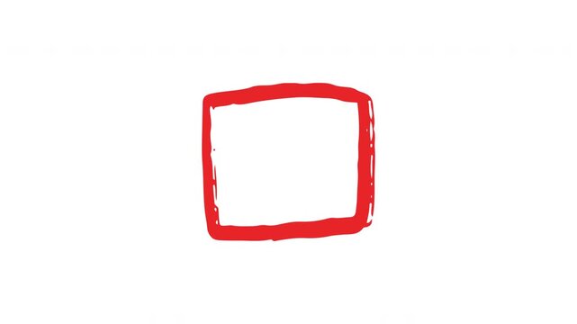 scribble red square animated 4k in white background