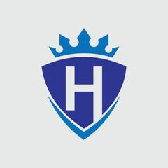 H letter Logo with Shield, H shield logo design template	