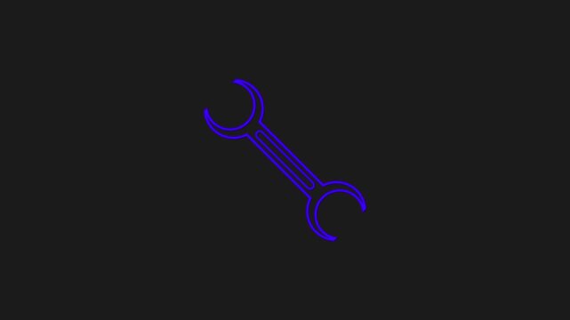 Simple blue outline of a wrench tool or setting icon on a white background