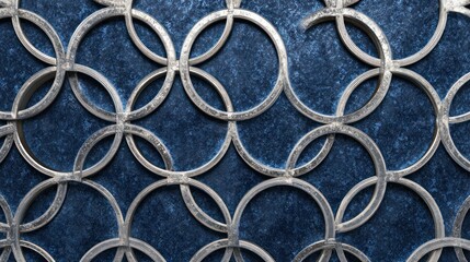 Abstract metal grid pattern over blue texture background for design