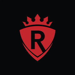 R letter Logo with Shield, R shield logo design template	
