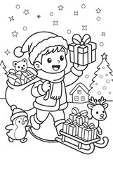 Joyful Christmas Gift Adventure Coloring Page