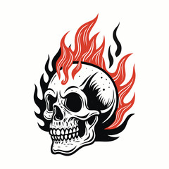 Retro Flame Skull With Bold Outlines Stre Premium Digital Asset Perfect for Editorial Content