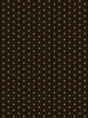 和風背景素材　黒と金の麻の葉模様　縦長