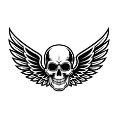 Winged Skull Emblem Bold Motorcycle Stree High-Quality Stock Image Great for Commercial Projects