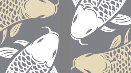 4匹の鯉をデザインした和モダンなイラスト